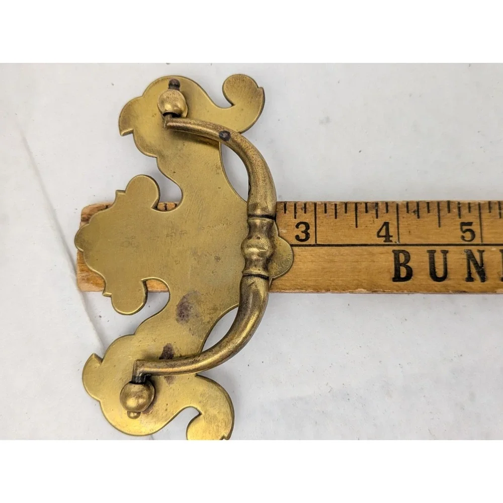 4 VTG Brass Batwing Drop Bail Drawer Pull 3